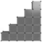 vidaXL Estantería de cubos con 15 compartimentos y puertas PP negro vidaXL Estantería de cubos con 15 compartimentos y puertas PP negro