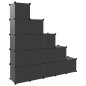 vidaXL Estantería de cubos con 15 compartimentos y puertas PP negro vidaXL Estantería de cubos con 15 compartimentos y puertas PP negro