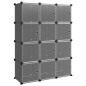 vidaXL Estantería de cubos con 12 compartimentos y puertas PP negro vidaXL Estantería de cubos con 12 compartimentos y puertas PP negro