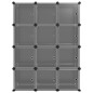 vidaXL Estantería de cubos con 12 compartimentos y puertas PP negro vidaXL Estantería de cubos con 12 compartimentos y puertas PP negro