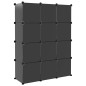 vidaXL Estantería de cubos con 12 compartimentos y puertas PP negro vidaXL Estantería de cubos con 12 compartimentos y puertas PP negro