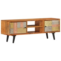 vidaXL Mueble de TV con puertas metal madera maciza acacia 112x30x40cm