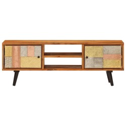 vidaXL Mueble de TV con puertas metal madera maciza acacia 112x30x40cm