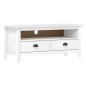 vidaXL Mueble de TV Hill madera maciza de pino blanco 110x40x47 cm vidaXL Mueble de TV Hill madera maciza de pino blanco 110x40x47 cm