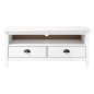 vidaXL Mueble de TV Hill madera maciza de pino blanco 110x40x47 cm vidaXL Mueble de TV Hill madera maciza de pino blanco 110x40x47 cm