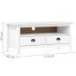 vidaXL Mueble de TV Hill madera maciza de pino blanco 110x40x47 cm vidaXL Mueble de TV Hill madera maciza de pino blanco 110x40x47 cm