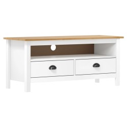 vidaXL Mueble de TV Hill madera maciza de pino blanco 110x40x47 cm