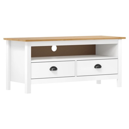 vidaXL Mueble de TV Hill madera maciza de pino blanco 110x40x47 cm