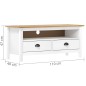 vidaXL Mueble de TV Hill madera maciza de pino blanco 110x40x47 cm