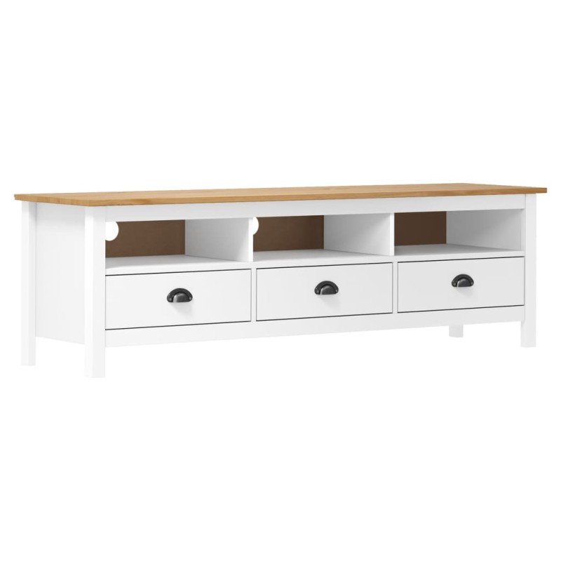 vidaXL Mueble de TV Hill madera maciza de pino blanco 158x40x47 cm vidaXL Mueble de TV Hill madera maciza de pino blanco 158x40x47 cm
