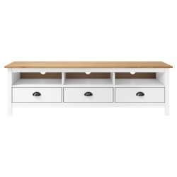 vidaXL Mueble de TV Hill madera maciza de pino blanco 158x40x47 cm