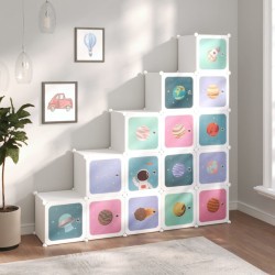 vidaXL Estantería de cubos infantil con 15 compartimentos blanco PP