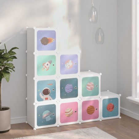 vidaXL Estantería infantil de cubos con 10 compartimentos blanco PP