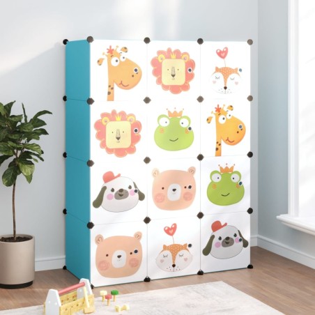 vidaXL Estantería infantil de cubos con 12 compartimentos azul PP