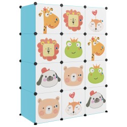 vidaXL Estantería infantil de cubos con 12 compartimentos azul PP