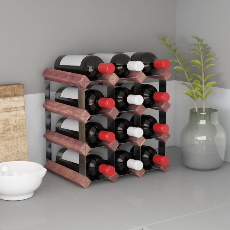 vidaXL Botellero para 12 botellas madera maciza pino marrón vidaXL Botellero para 12 botellas madera maciza pino marrón