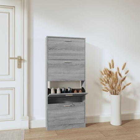 vidaXL Mueble zapatero madera contrachapada gris Sonoma 59x17x150 cm