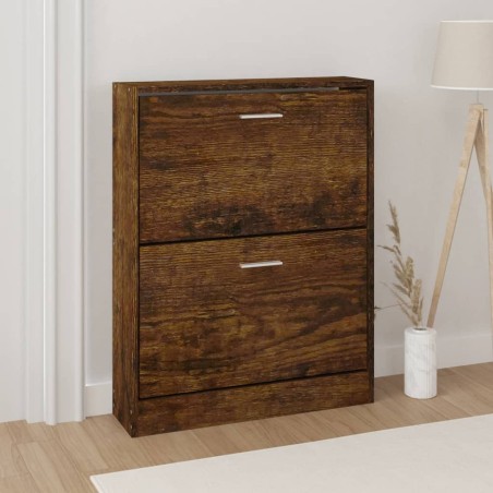 vidaXL Mueble zapatero madera contrachapada roble ahumado 59x17x81 cm