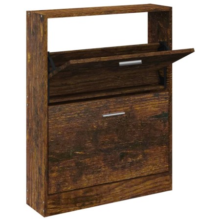 vidaXL Mueble zapatero madera contrachapada roble ahumado 59x17x81 cm