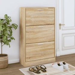 vidaXL Mueble zapatero madera contrachapada roble Sonoma 63x24x103 cm