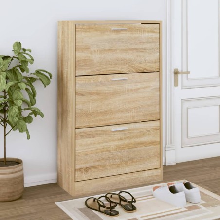 vidaXL Mueble zapatero madera contrachapada roble Sonoma 63x24x103 cm