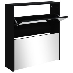 vidaXL Mueble zapatero con espejo 2 niveles negro 63x17x67 cm
