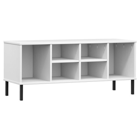 vidaXL Zapatero con patas metal OSLO madera maciza blanco 106x35x45 cm
