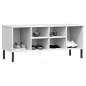 vidaXL Zapatero con patas metal OSLO madera maciza blanco 106x35x45 cm