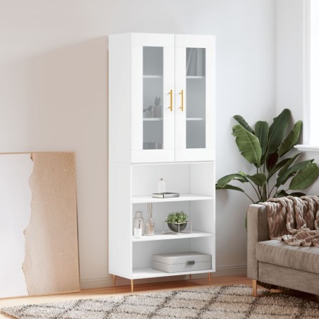 vidaXL Aparador alto madera contrachapada blanco 69,5x34x180 cm