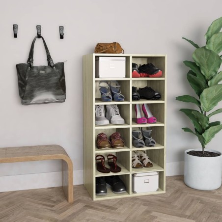 vidaXL Mueble zapatero de madera contrachapada Sonoma 54x34x100,5 cm
