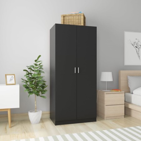 vidaXL Armario de madera contrachapada negro 80x52x180 cm