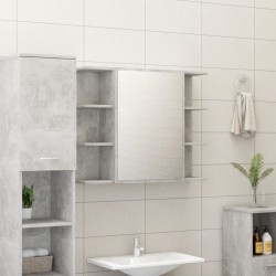 vidaXL Armario de espejo de baño contrachapada gris 80x20,5x64 cm