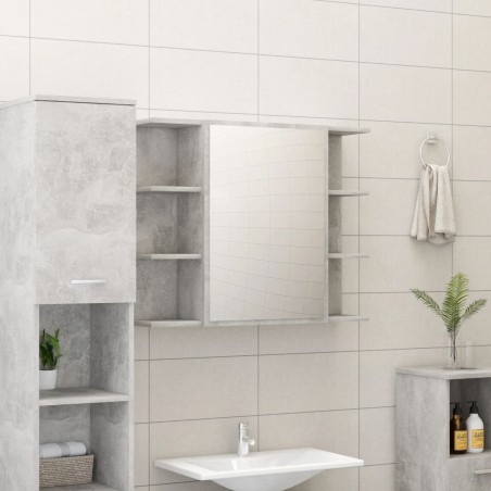 vidaXL Armario de espejo de baño contrachapada gris 80x20,5x64 cm