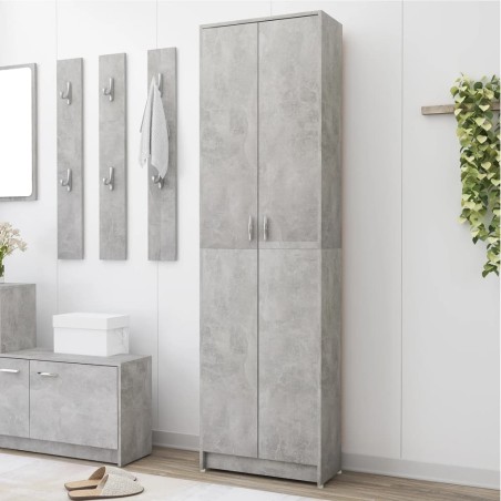 vidaXL Armario de pasillo de aglomerado gris hormigón 55x25x189 cm