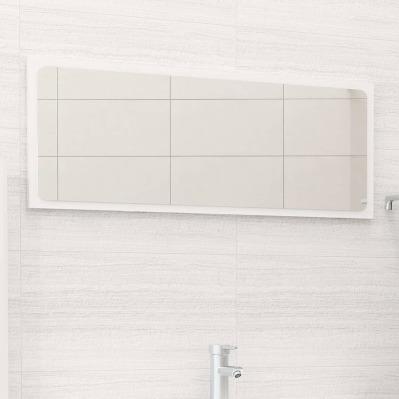 vidaXL Espejo de baño madera contrachapada blanco brillo 90x1,5x37 cm vidaXL Espejo de baño madera contrachapada blanco brillo 90x1,5x37 cm