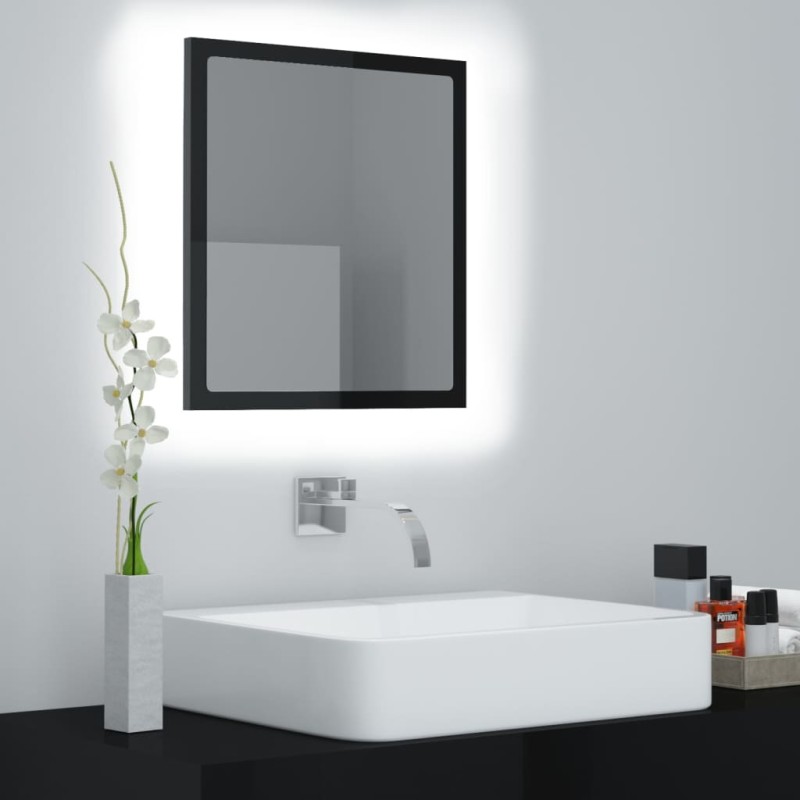 vidaXL Espejo de baño acrílico negro brillo 40x8,5x37 cm vidaXL Espejo de baño acrílico negro brillo 40x8,5x37 cm