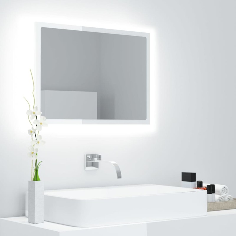 vidaXL Espejo de baño acrílico blanco brillo 60x8,5x37 cm vidaXL Espejo de baño acrílico blanco brillo 60x8,5x37 cm