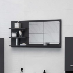 vidaXL Espejo de baño madera contrachapada gris 90x10,5x45 cm