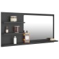 vidaXL Espejo de baño madera contrachapada gris 90x10,5x45 cm vidaXL Espejo de baño madera contrachapada gris 90x10,5x45 cm