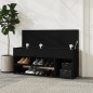 vidaXL Banco zapatero madera de ingeniería negro 105x30x45 cm