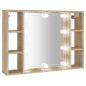 vidaXL Mueble con espejo y LED color roble Sonoma 76x15x55 cm vidaXL Mueble con espejo y LED color roble Sonoma 76x15x55 cm