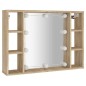 vidaXL Mueble con espejo y LED color roble Sonoma 76x15x55 cm vidaXL Mueble con espejo y LED color roble Sonoma 76x15x55 cm