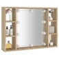 vidaXL Mueble con espejo y LED color roble Sonoma 76x15x55 cm vidaXL Mueble con espejo y LED color roble Sonoma 76x15x55 cm