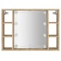 vidaXL Mueble con espejo y LED color roble Sonoma 76x15x55 cm vidaXL Mueble con espejo y LED color roble Sonoma 76x15x55 cm