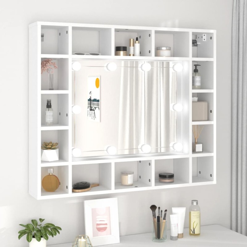vidaXL Mueble con espejo y LED blanco 91x15x76,5 cm vidaXL Mueble con espejo y LED blanco 91x15x76,5 cm