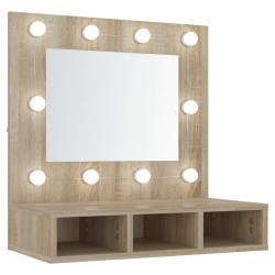 vidaXL Mueble con espejo y LED color roble Sonoma 60x31,5x62 cm