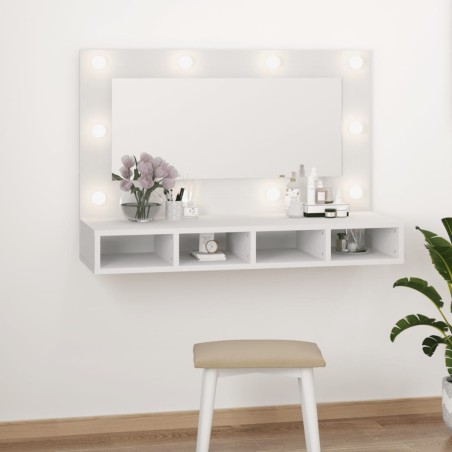 vidaXL Mueble con espejo y LED blanco 90x31,5x62 cm