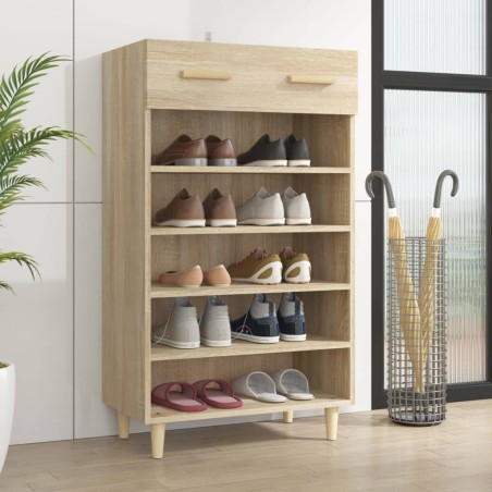 vidaXL Mueble zapatero madera contrachapada color roble 60x35x105 cm