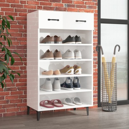 vidaXL Mueble zapatero madera contrachapada blanco brillo 60x35x105 cm