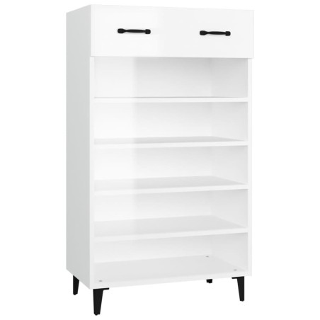 vidaXL Mueble zapatero madera contrachapada blanco brillo 60x35x105 cm